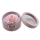 Max Finished Preserved Flower Round Hollow-out Leather Gift Box Pink