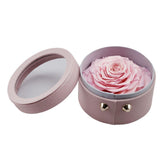 Max Finished Preserved Flower Round Hollow-out Leather Gift Box Pink