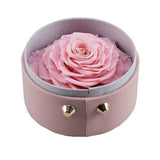 Max Finished Preserved Flower Round Hollow-out Leather Gift Box Pink