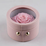 Max Finished Preserved Flower Round Hollow-out Leather Gift Box Pink