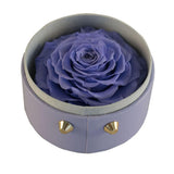 Max Finished Preserved Flower Round Hollow-out Leather Gift Box Violet