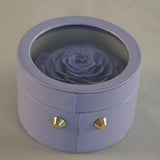 Max Finished Preserved Flower Round Hollow-out Leather Gift Box Violet