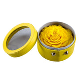 Max Finished Preserved Flower Round Hollow-out Leather Gift Box Bright Yellow