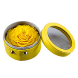 Max Finished Preserved Flower Round Hollow-out Leather Gift Box Bright Yellow