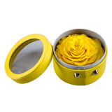 Max Finished Preserved Flower Round Hollow-out Leather Gift Box Bright Yellow