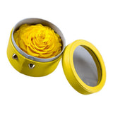 Max Finished Preserved Flower Round Hollow-out Leather Gift Box Bright Yellow