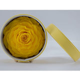 Max Finished Preserved Flower Round Hollow-out Leather Gift Box Bright Yellow