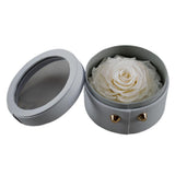 Max Finished Preserved Flower Round Hollow-out Leather Gift Box White