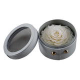 Max Finished Preserved Flower Round Hollow-out Leather Gift Box White