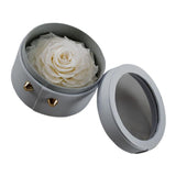 Max Finished Preserved Flower Round Hollow-out Leather Gift Box White