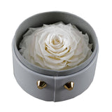 Max Finished Preserved Flower Round Hollow-out Leather Gift Box White