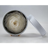 Max Finished Preserved Flower Round Hollow-out Leather Gift Box White