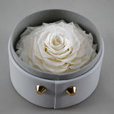 Max Finished Preserved Flower Round Hollow-out Leather Gift Box White