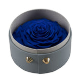 Max Finished Preserved Flower Round Hollow-out Leather Gift Box Blue