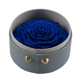 Max Finished Preserved Flower Round Hollow-out Leather Gift Box Blue