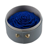 Max Finished Preserved Flower Round Hollow-out Leather Gift Box Blue
