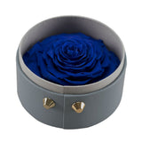 Max Finished Preserved Flower Round Hollow-out Leather Gift Box Blue