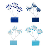 Max Mediterranean Style Wood Fish Scallop Household Ornament Dark Blue Shell