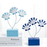 Max Mediterranean Style Wood Fish Scallop Household Ornament Dark Blue Shell