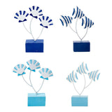 Max Mediterranean Style Wood Fish Scallop Household Ornament Dark Blue Shell