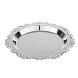 Max Silver Round Metal Fruit Dish Pastry Plate Tea Dessert Serving Tray 20cm