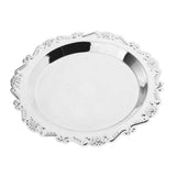 Max Silver Round Metal Fruit Dish Pastry Plate Tea Dessert Serving Tray 20cm