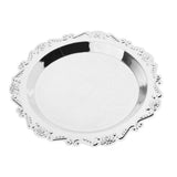 Max Silver Round Metal Fruit Dish Pastry Plate Tea Dessert Serving Tray 20cm