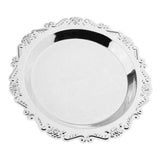 Max Silver Round Metal Fruit Dish Pastry Plate Tea Dessert Serving Tray 20cm