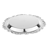 Max Silver Round Metal Fruit Dish Pastry Plate Tea Dessert Serving Tray 20cm