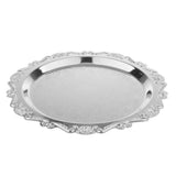 Max Silver Round Metal Fruit Dish Pastry Plate Tea Dessert Serving Tray 30cm