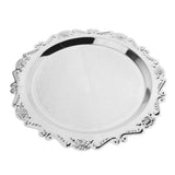 Max Silver Round Metal Fruit Dish Pastry Plate Tea Dessert Serving Tray 30cm