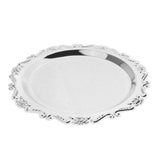Max Silver Round Metal Fruit Dish Pastry Plate Tea Dessert Serving Tray 30cm