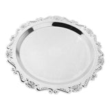 Max Silver Round Metal Fruit Dish Pastry Plate Tea Dessert Serving Tray 30cm