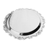Max Silver Round Metal Fruit Dish Pastry Plate Tea Dessert Serving Tray 30cm