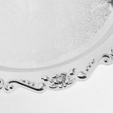 Max Silver Round Metal Fruit Dish Pastry Plate Tea Dessert Serving Tray 30cm
