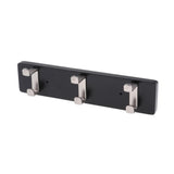 Max Antique  Wall Mounted Bamboo Hook Robe Clothing Towel Hanger Black 3 Hooks