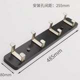 Max Antique  Wall Mounted Bamboo Hook Robe Clothing Towel Hanger Black 4 Hooks