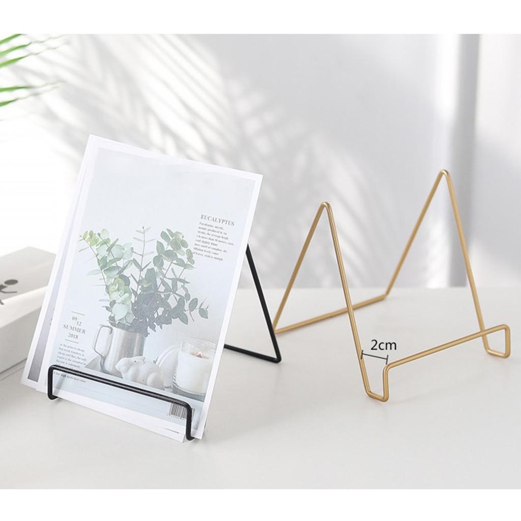 Iron Craft Geometric Easel Plate Display Stand Picture Holder B- Black S