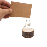 Max 10pcs Bird Card Holder Stand Wire Photo Clip with Wooden Base Wedding Table