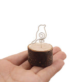Max 10pcs Bird Card Holder Stand Wire Photo Clip with Wooden Base Wedding Table