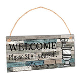 Max Printed Wood Hanging Board Plaque Welcome Sign Please Seat Yourself + Rope