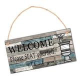 Max Printed Wood Hanging Board Plaque Welcome Sign Please Seat Yourself + Rope