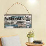 Max Printed Wood Hanging Board Plaque Welcome Sign Please Seat Yourself + Rope