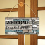 Max Printed Wood Hanging Board Plaque Welcome Sign Please Seat Yourself + Rope