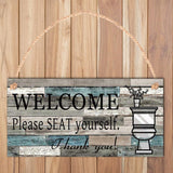 Max Printed Wood Hanging Board Plaque Welcome Sign Please Seat Yourself + Rope