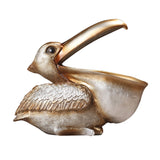 Europe Pelican Sculpture Resin Jewelry Storage Decor Chef Ornament Silver