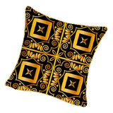 Max Gold Trimmed Square Flannel Throw Piwllow Cover 18"x18" with Zipper Style 2