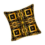 Max Gold Trimmed Square Flannel Throw Piwllow Cover 18"x18" with Zipper Style 2
