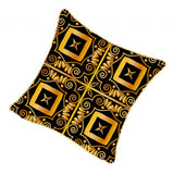 Max Gold Trimmed Square Flannel Throw Piwllow Cover 18"x18" with Zipper Style 2