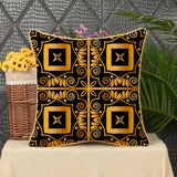 Max Gold Trimmed Square Flannel Throw Piwllow Cover 18"x18" with Zipper Style 2